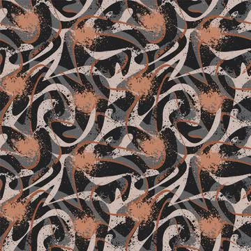 Seamless abstract pattern with wave shapes and grunge spots Stock Illustration