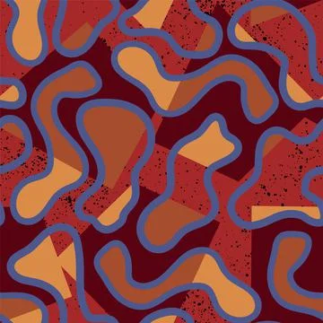 Seamless abstract pattern with wave vector shapes for prints, texture, textile イラスト素材