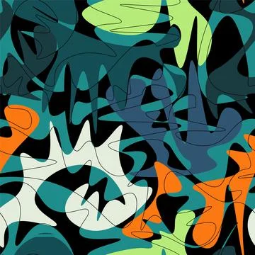 Seamless abstract pattern with wavy shapes and lines Stock Illustration