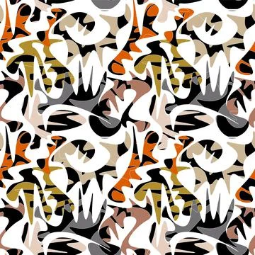 Seamless abstract pattern with wavy shapes and lines Stock Illustration