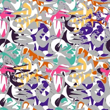 Seamless abstract pattern with wavy shapes and lines Stock Illustration