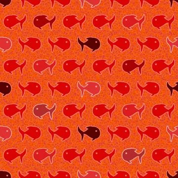 Seamless abstract pattern, wits red and orage fish Stock Illustration