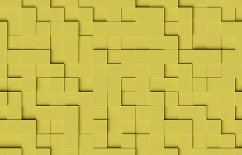 Seamless abstract pattern. Yellow cubic shapes background. 3d illustration. Stock Illustration
