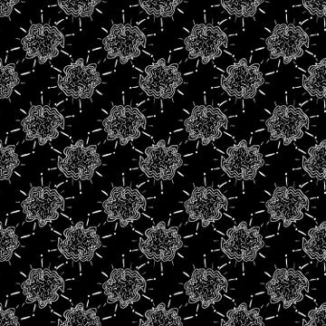 Seamless abstract patterns on a black background. Monochrome vector illustration Stock Illustration