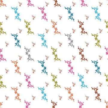 Seamless abstract patterns on a white background.Cheerful sprigs in doodle style Stock Illustration