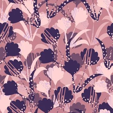 Seamless abstract pink flowers pattern background , greeting card or fabric Stock Illustration