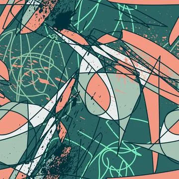 Seamless abstract psychedelic backdrop with chaotic line patterns Stock Illustration