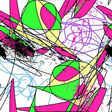 Seamless abstract psychedelic backdrop with chaotic line patterns Illustrazione stock