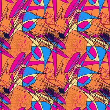 Seamless abstract psychedelic backdrop with chaotic line patterns Stock Illustration