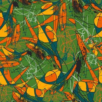 Seamless abstract psychedelic backdrop with chaotic line patterns Stock Illustration