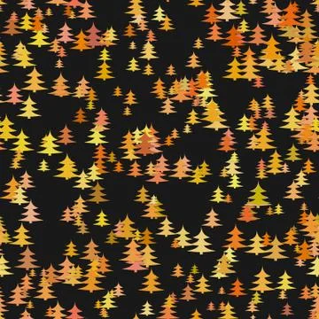 Seamless abstract random pine tree pattern background - vector decoration Stock Illustration