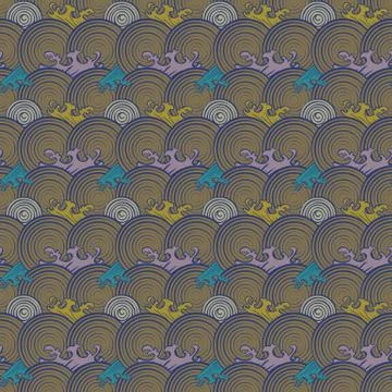 Seamless abstract retro geometric pattern. Circle elements in geometric rows. Illustrazione stock