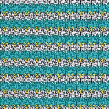 Seamless abstract retro geometric pattern. Circle elements in geometric rows. Stock Illustration