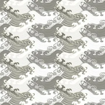 Seamless abstract retro geometric pattern. Swirly ornaments in geometric rows. Stock Illustration