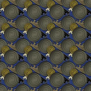 Seamless abstract retro geometric pattern. Circle elements in geometric rows. Stock Illustration