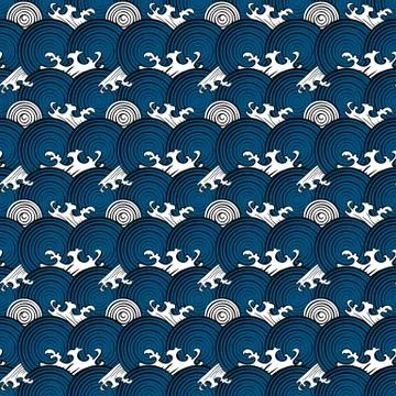 Seamless abstract retro geometric pattern. Circle elements in geometric rows. Stock Illustration