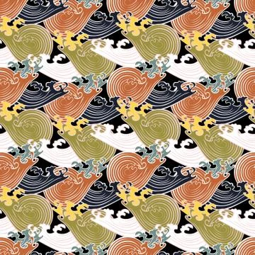 Seamless abstract retro geometric pattern. Circle elements in geometric rows. 스톡 일러스트