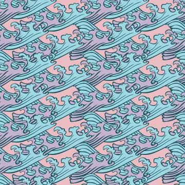 Seamless abstract retro geometric pattern. Swirly elements in geometric rows. Stock Illustration