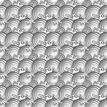 Seamless abstract retro geometric pattern. Circle elements in geometric rows. Illustrazione stock