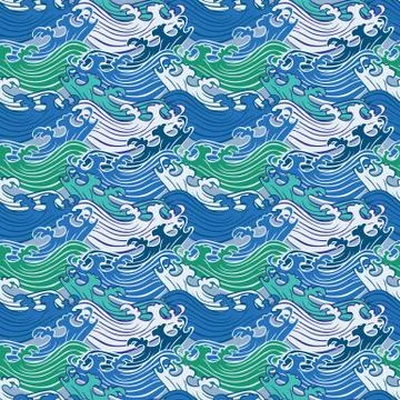 Seamless abstract retro geometric pattern. Swirly elements in geometric rows. Illustrazione stock