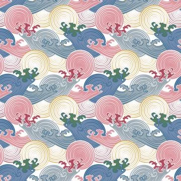 Seamless abstract retro geometric pattern. Circle elements in geometric rows. Stock Illustration