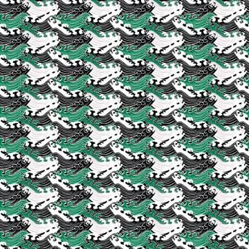 Seamless abstract retro geometric pattern. Swirly elements in geometric rows. Stock Illustration