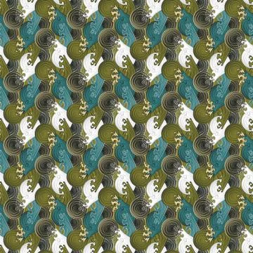 Seamless abstract retro geometric pattern. Circle elements in geometric rows. Stock Illustration