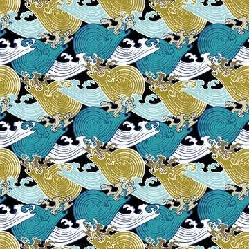 Seamless abstract retro geometric pattern. Circle elements in geometric rows. Stock Illustration