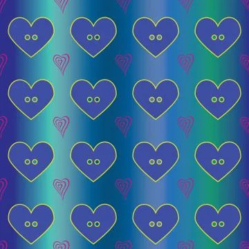 Seamless abstract retro pattern. Button hearts in geometric layout. Stock Illustration