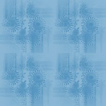 Seamless abstract round blossoms light blue overlaying and blurred Stock Illustration
