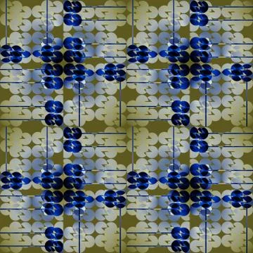 Seamless abstract round pattern blue gray olive green Stock Illustration