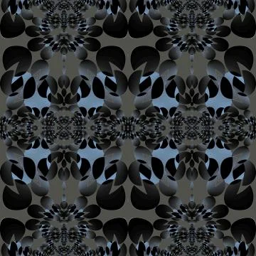 Seamless abstract round pattern silver gray black light blue Stock Illustration