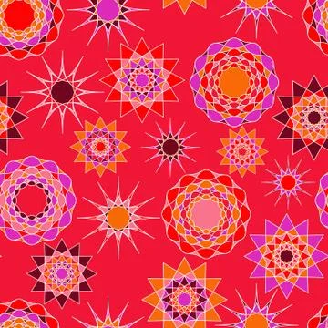 Seamless of abstract saturated light red, violet and light orange round shapes Stock Illustration
