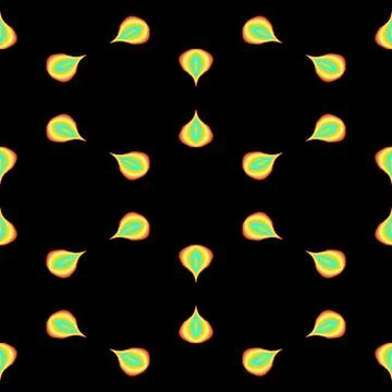Seamless abstract small flames in circular pattern on black background Stock Illustration