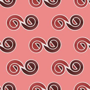 Seamless abstract spiral pattern pink red brown dark brown white Stock Illustration