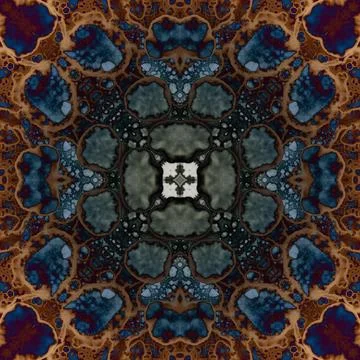 Seamless abstract square pattern. Alcohol ink in modern art. Mandala Stock Illustration