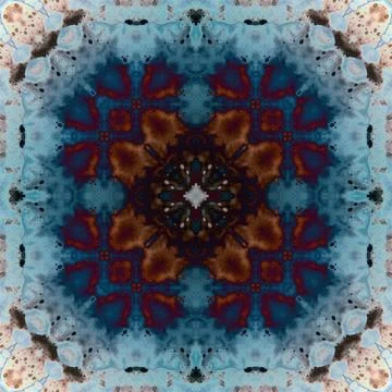 Seamless abstract square pattern. Alcohol ink in modern art. Mandala Stock Illustration