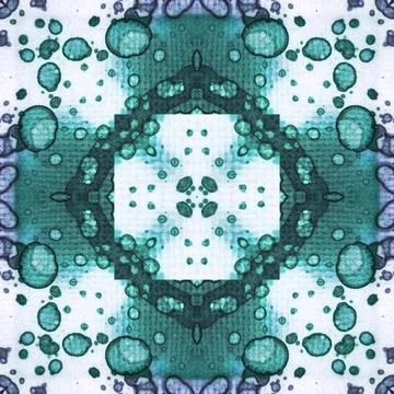 Seamless abstract square pattern. Alcohol ink in modern art. Mandala Stock Illustration