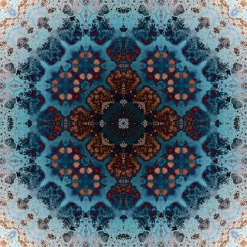 Seamless abstract square pattern. Alcohol ink in modern art. Mandala Illustrazione stock