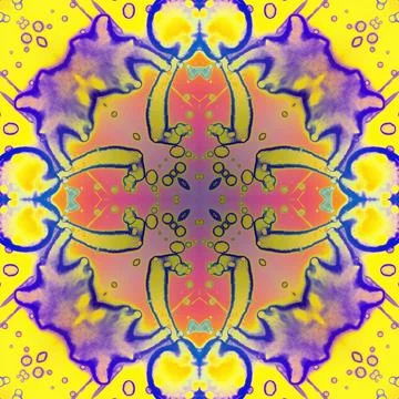 Seamless abstract square pattern. Alcohol ink in modern art. Mandala Stock Illustration