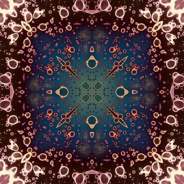 Seamless abstract square pattern. Alcohol ink in modern art. Mandala Stock Illustration