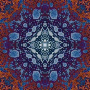 Seamless abstract square pattern. Alcohol ink in modern art. Mandala Stock Photos