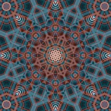Seamless abstract square pattern. Symmetrical round pattern. Author's pattern Stock Illustration