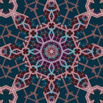 Seamless abstract square pattern. Symmetrical round pattern. Author's pattern Illustrazione stock