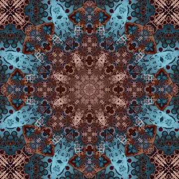 Seamless abstract square pattern. Symmetrical round pattern. Author's pattern Stock Illustration