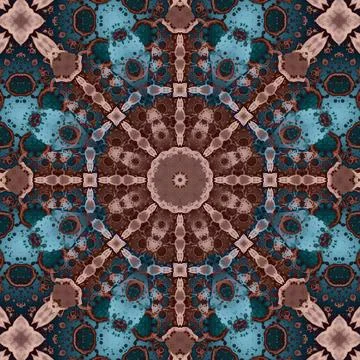 Seamless abstract square pattern. Symmetrical round pattern. Author's pattern Stock Illustration