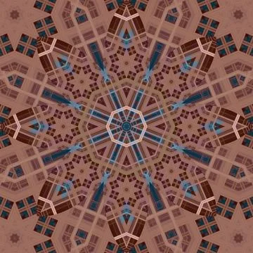 Seamless abstract square pattern. Symmetrical round pattern. Author's pattern Stock Illustration