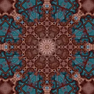 Seamless abstract square pattern. Symmetrical round pattern. Author's pattern Stock Illustration