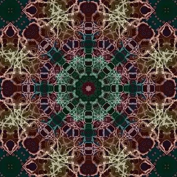 Seamless abstract square pattern. Symmetrical round pattern. Author's pattern Illustrazione stock