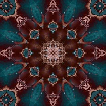 Seamless abstract square pattern. Symmetrical round pattern. Author's pattern Stock Illustration